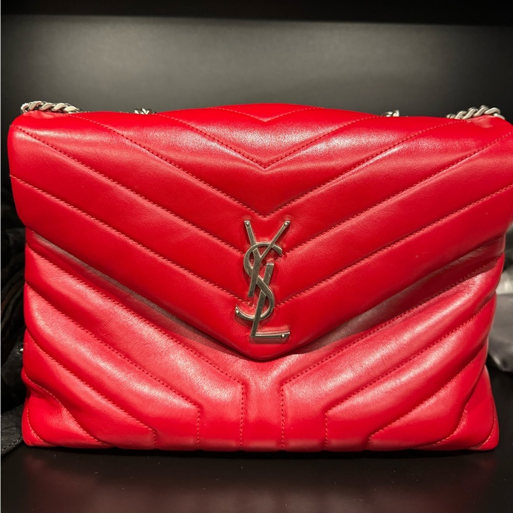Yves Saint Laurent Red Chevron Crossbody Bag